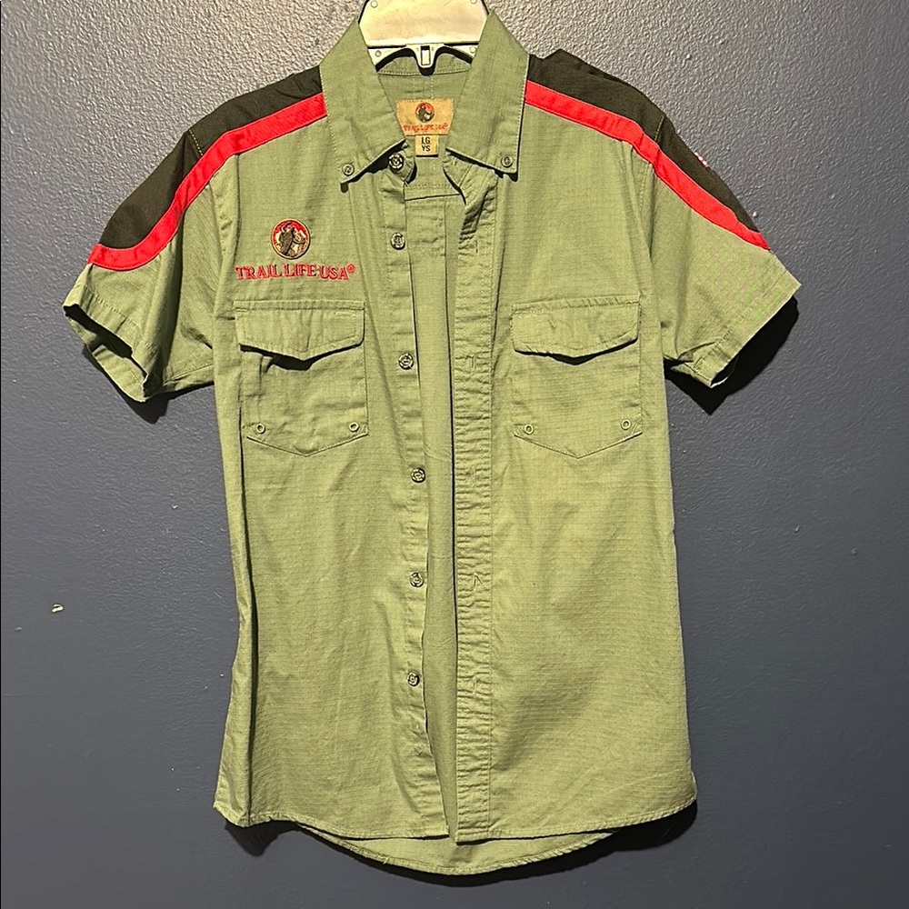 Trail Life USA Green Shirt with Red and Black Accents